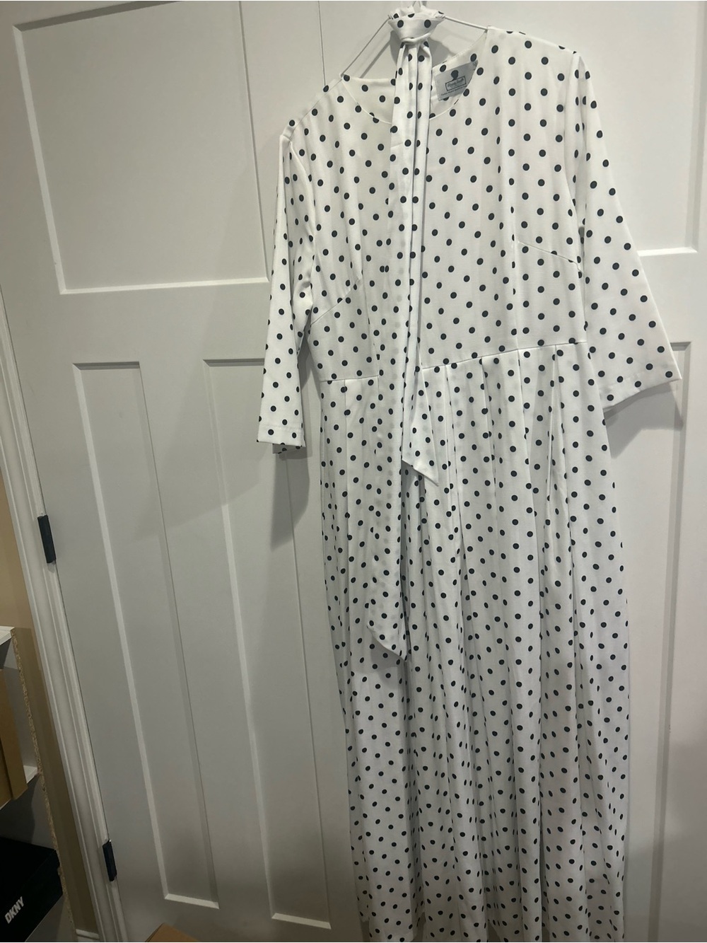 White and black polkadot dainty jewels maxi dress